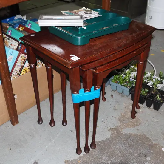 3 mahogany nesting tables