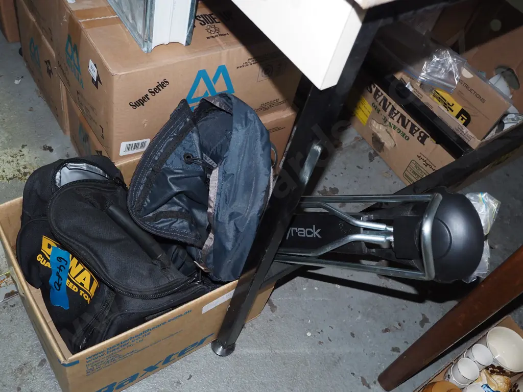 wall mount Steadyrack bike rack, backpack, small DeWalt chiller bag Image 1++