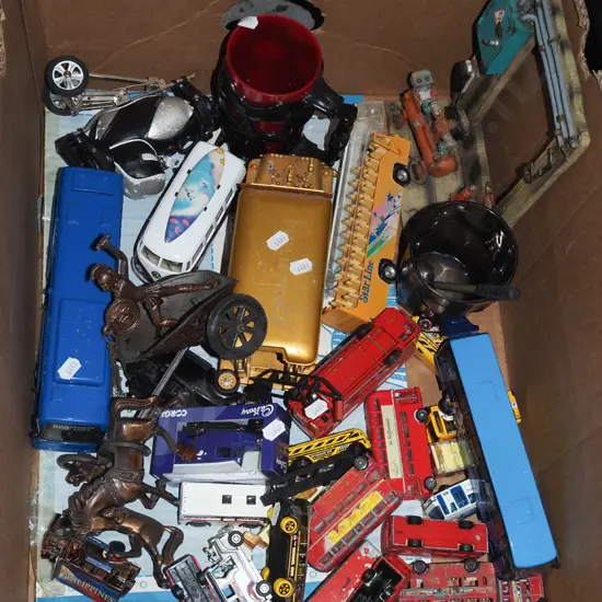 box of toy vehicles