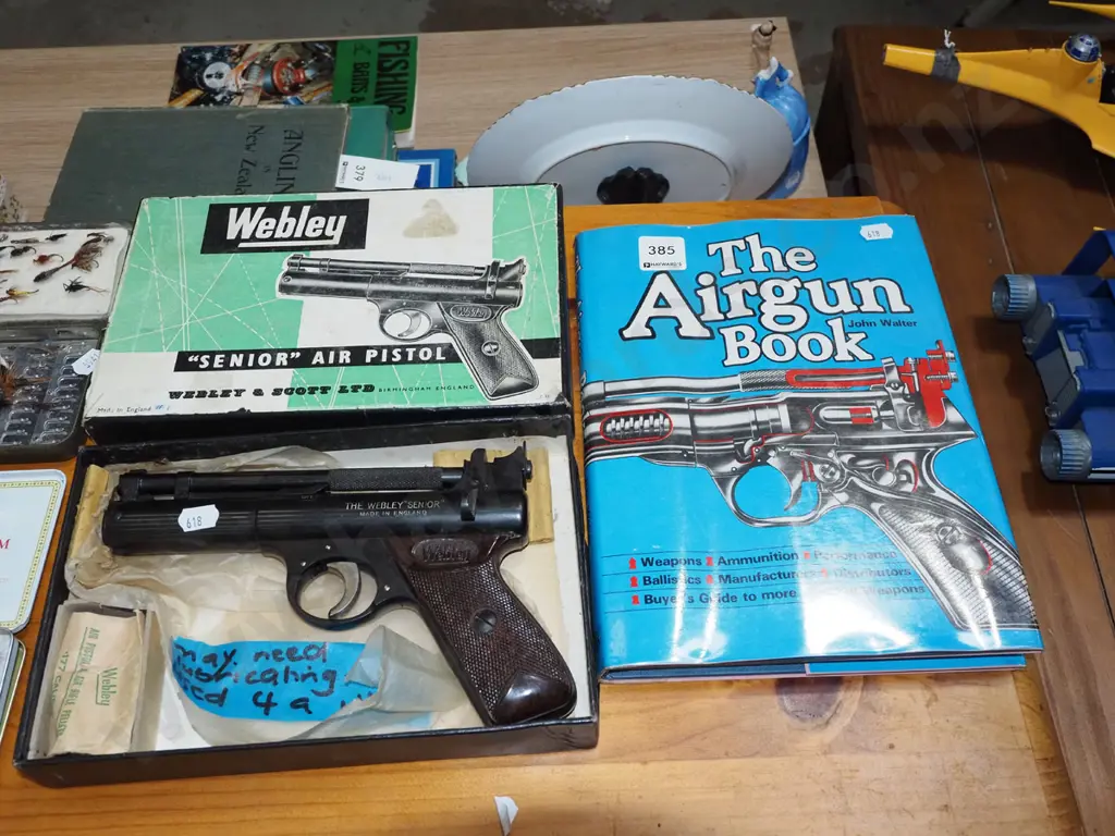 The Airgun Book and retro Webley Sr. air pistol - may need lubricating Image 1++