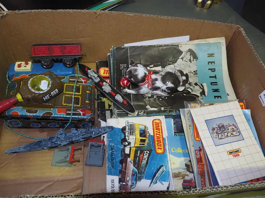 box; matchbox catalogues, Neptune magazines, tin toys etc Image 1++