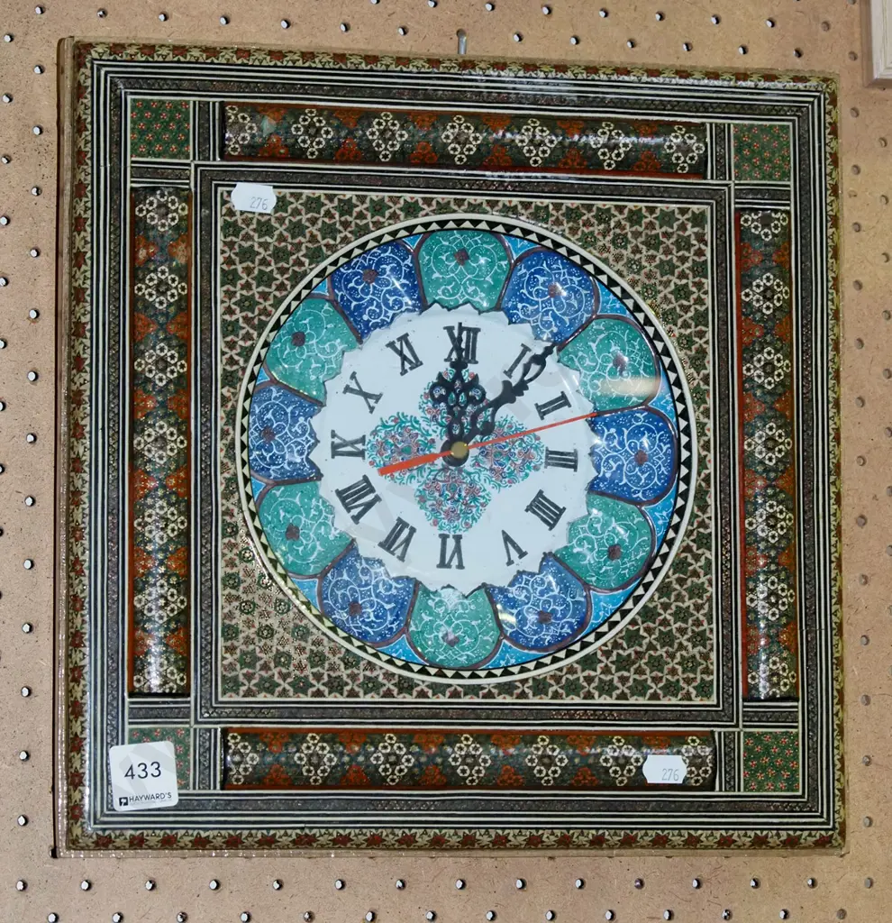 ornate wood inlay wall mirror Image 1++