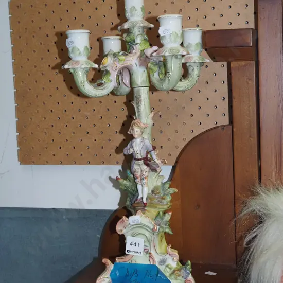 ornate figural candelabra - chips to hat and flowers