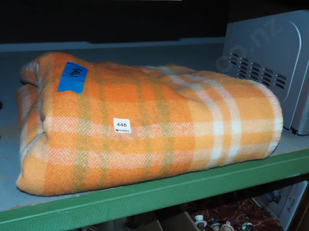 orange checked woollen blanket Image 1++