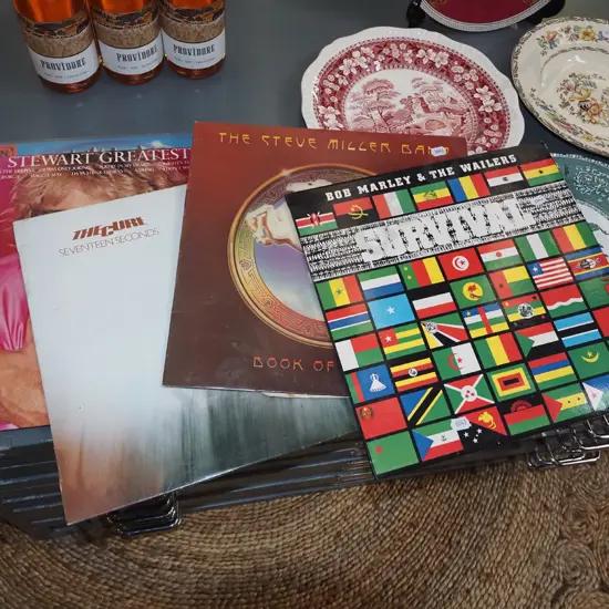 LPs; The Cure, Bob Marley, Steve Miller Band