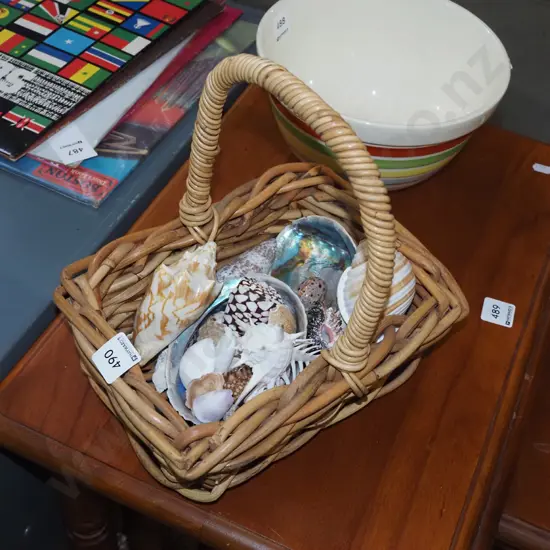 cane basket of shells
