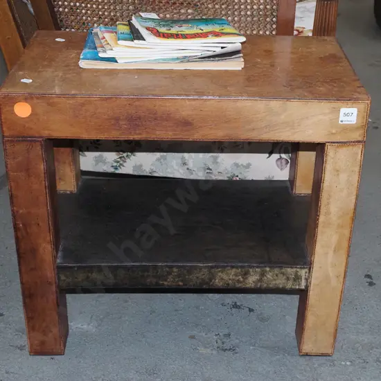 leather upholstered 2 tier end table H550