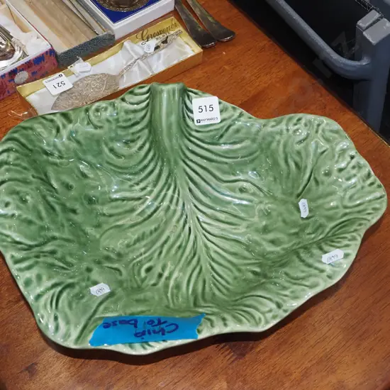 large cabbage leaf bowl - chip to base Diam340
