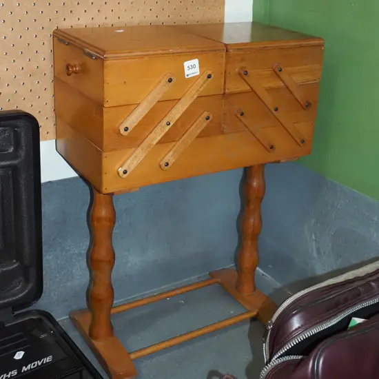 wooden concertina sewing box