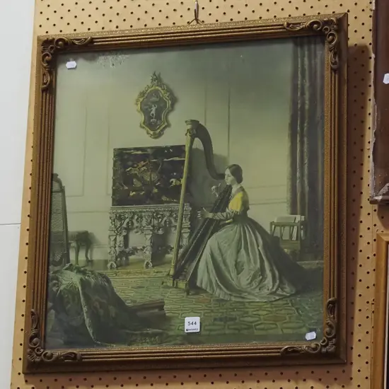 gilt framed print - lady with harp