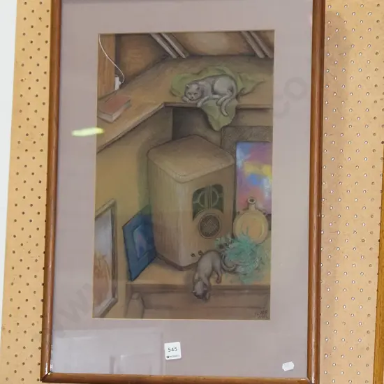 framed pastel - cats and mantle radio
