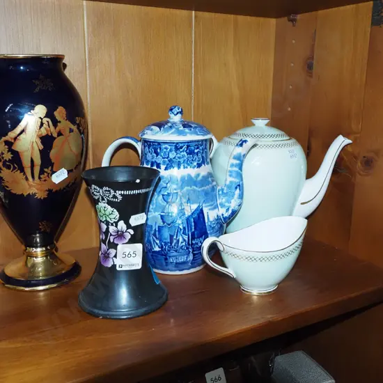 2x teapots, creamer, Limoges vase, Shelly vase - damage etc