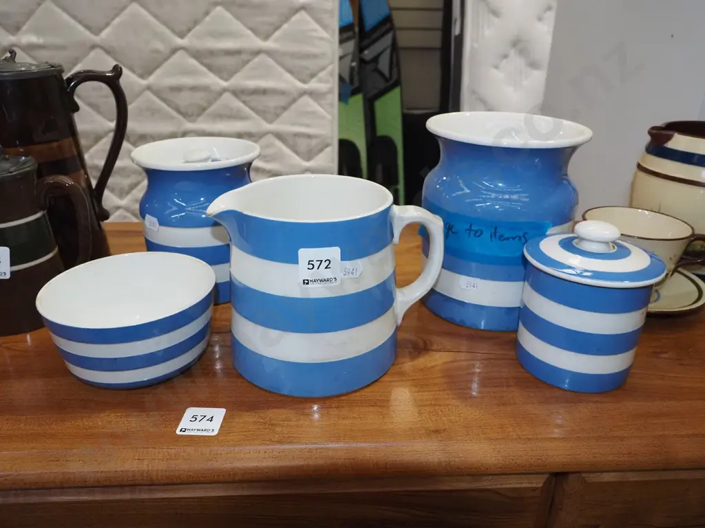 TG Green items; sugar bowl, jug etc - some chips, cracks, repairs Image 1++