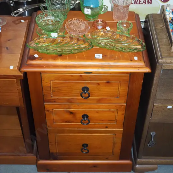 solid pine 3 drawer bedside cabinets