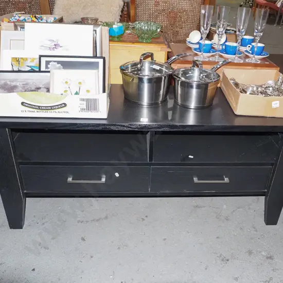 black mdf 2 drawer entetainment unit H510 W1200 D400