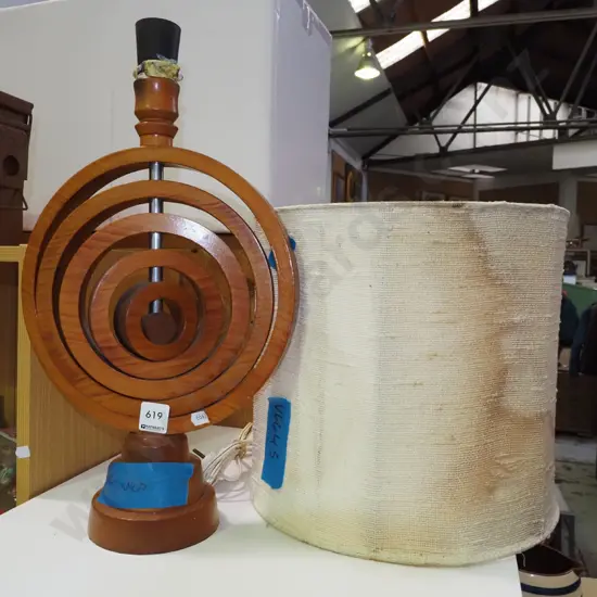 homemade turned wooden based table lamp - needs repair