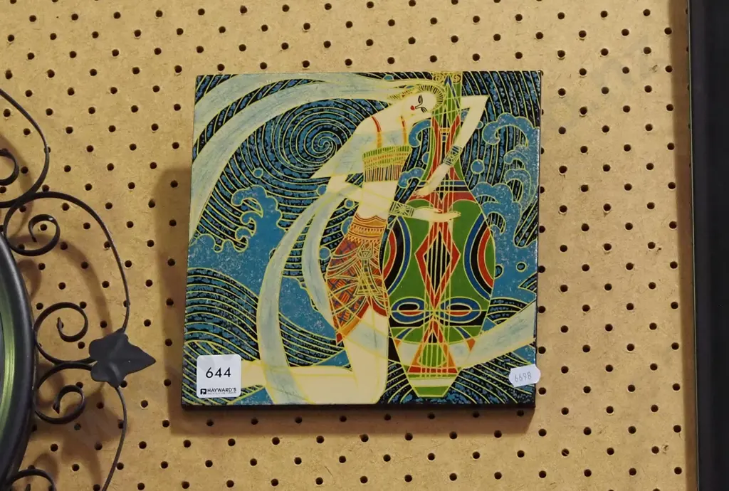 print on wooden board - lady and double bass Image 1++