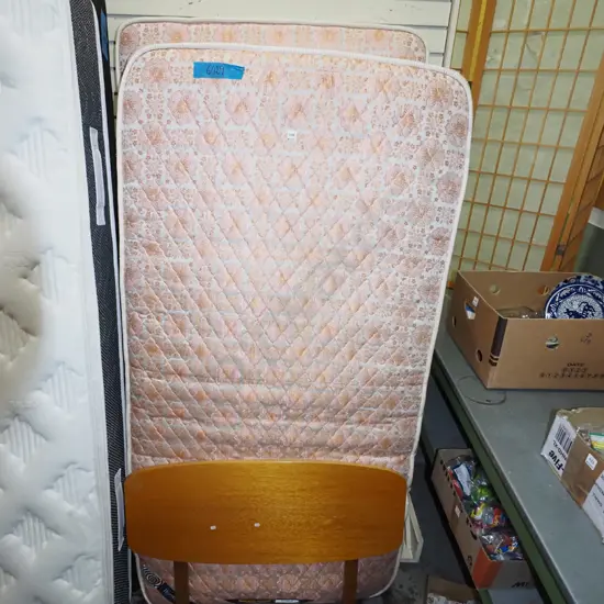 single bed base, mattress and headboard