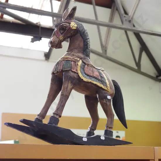carved wood ornamental rocking horse H500