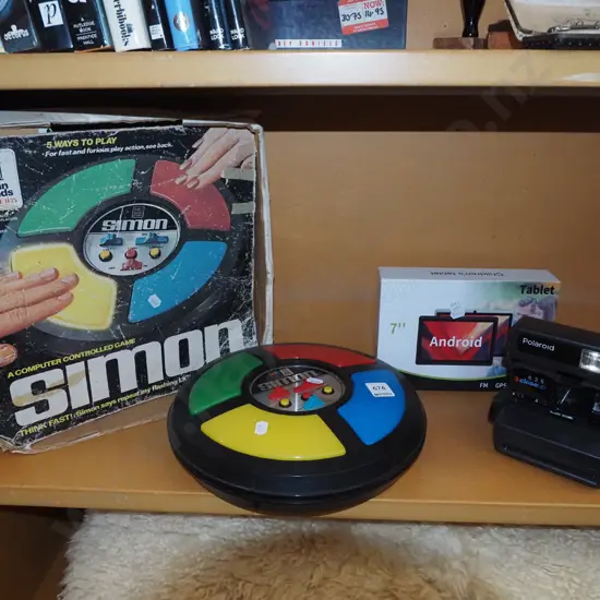 Simon game, android tablet, Polaroid instamatic camera