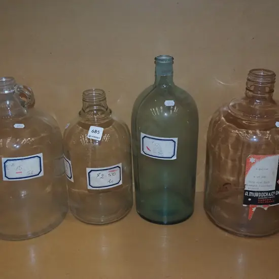 3x glass chemist bottles Tallest H340