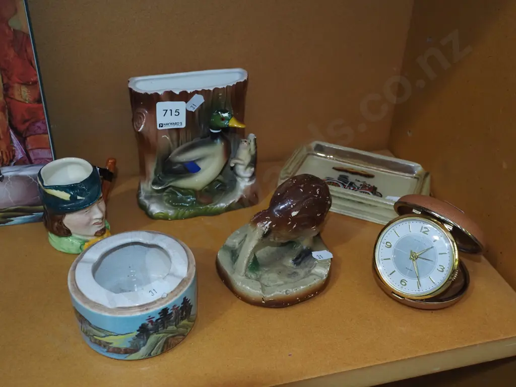 shelf; travel alarm clock, toby jug, vase etc Image 1++
