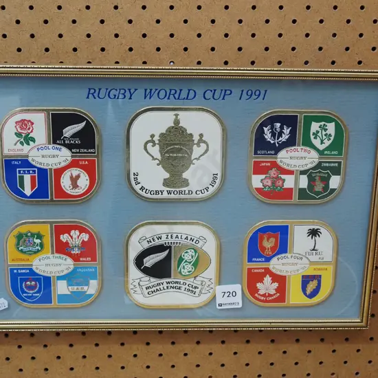 framed rugby world cup 1991 coasters