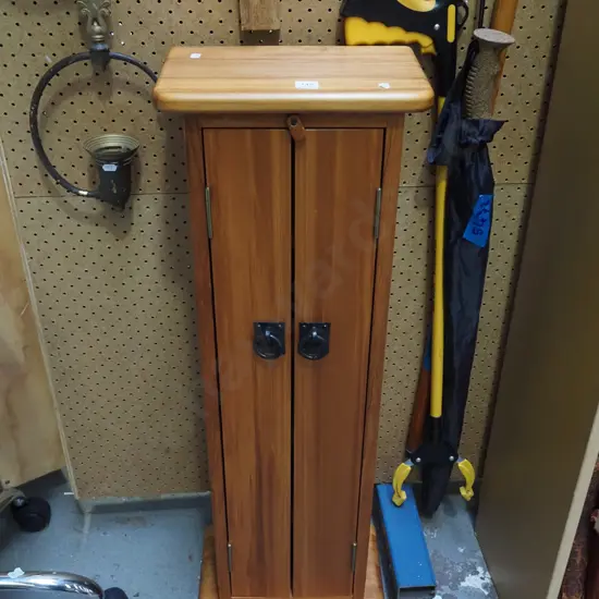 solid rimu 2 door CD cupboard H930