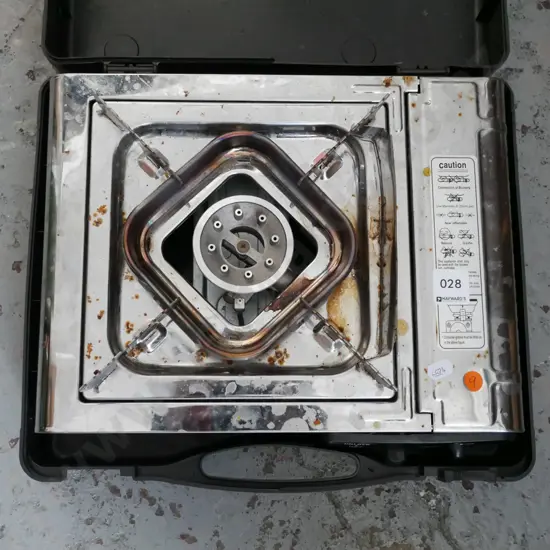 Gas Craft portable stove in black plastic case