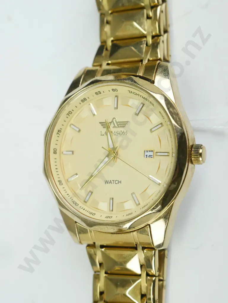 Metal yellow coloured Lanmsom dial watch Image 1++