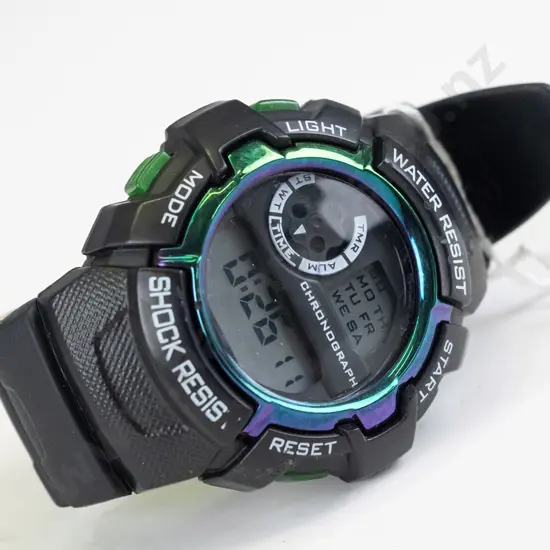 Digital shock resistant watch
