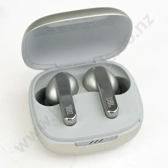 JBL ear buds in grey charging case