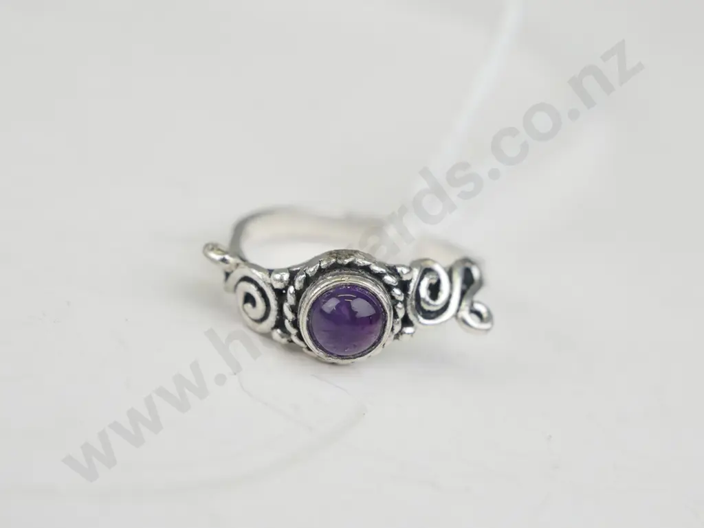 Silver Ring with purple coloured stone damaged Image 1++