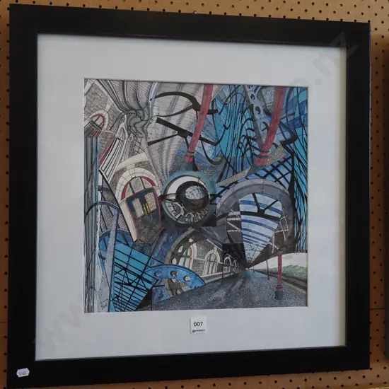 framed mixed media - Dunedin Train Station 