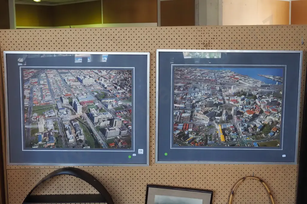 2x framed coloured aerial photographs of Dunedin 1979? Image 1++