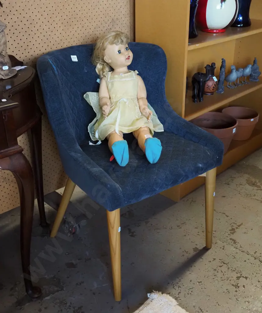 blue upholstered contemporary bedroom chair Image 1++