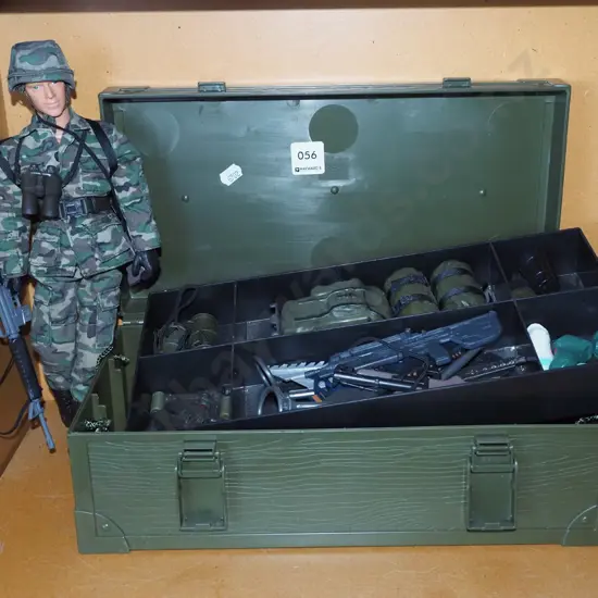 action figurine, plastic box of accessories