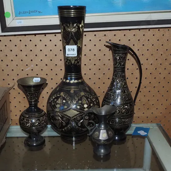 etched brass vases Tallest H310