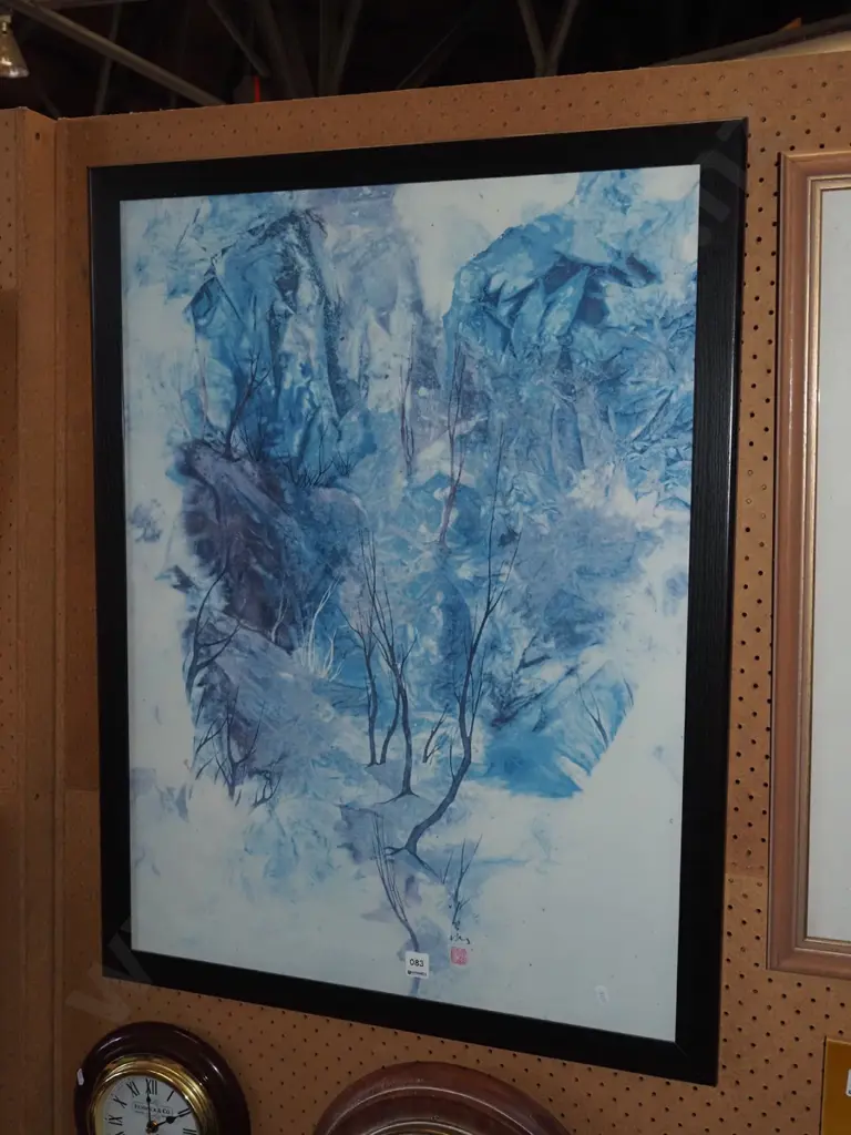 framed Asian print - gully and trees Image 1++