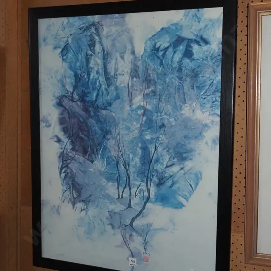 framed Asian print - gully and trees