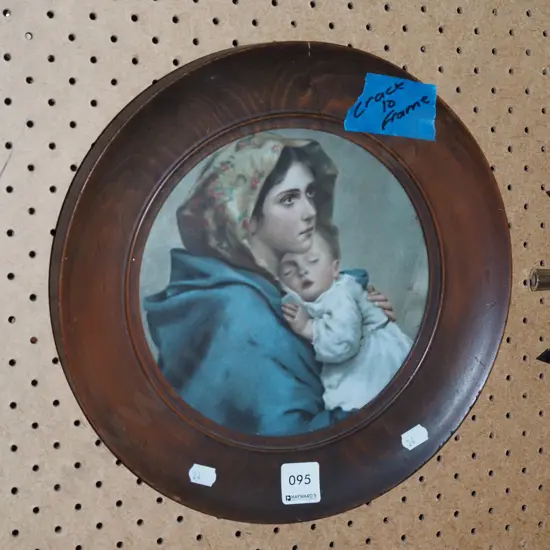 circular print - mother and child- crack to frame