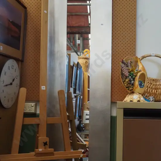 tall brushed metal framed wall mirror H1800