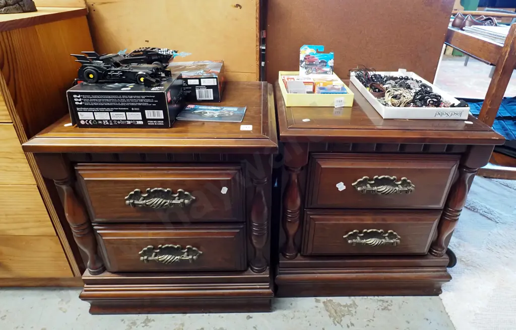 solid pine and pine 2 drawer bedside cabinets Image 1++