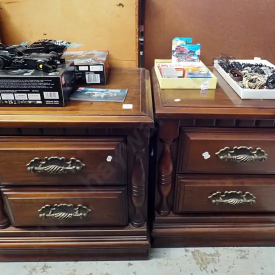 solid pine and pine 2 drawer bedside cabinets