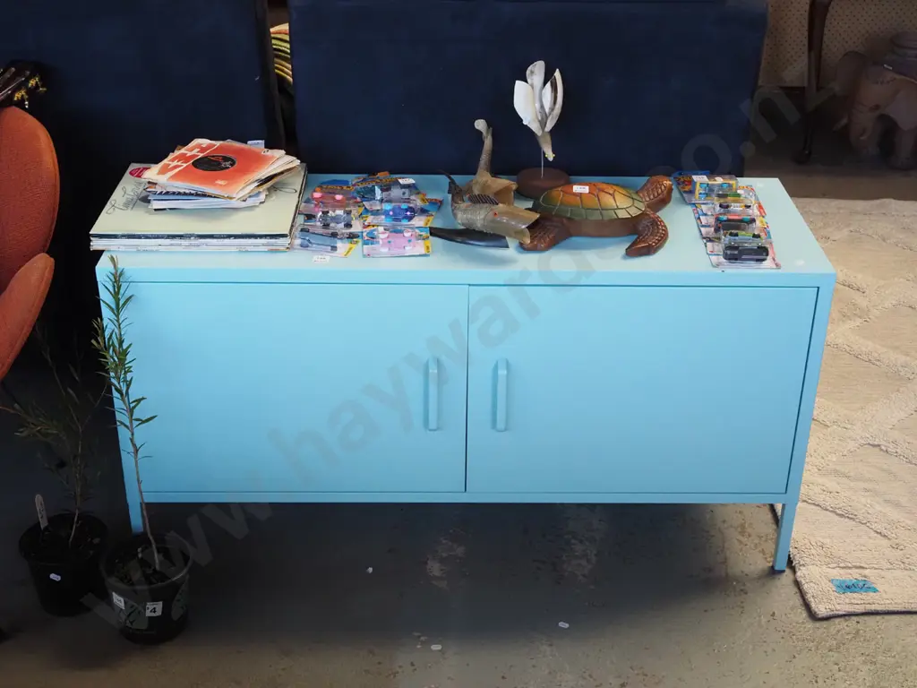 metal teal 2 door cabinet H600 W1150 W400 Image 1++