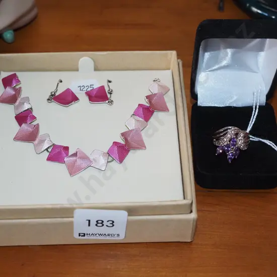 necklace and earring set, dress ring