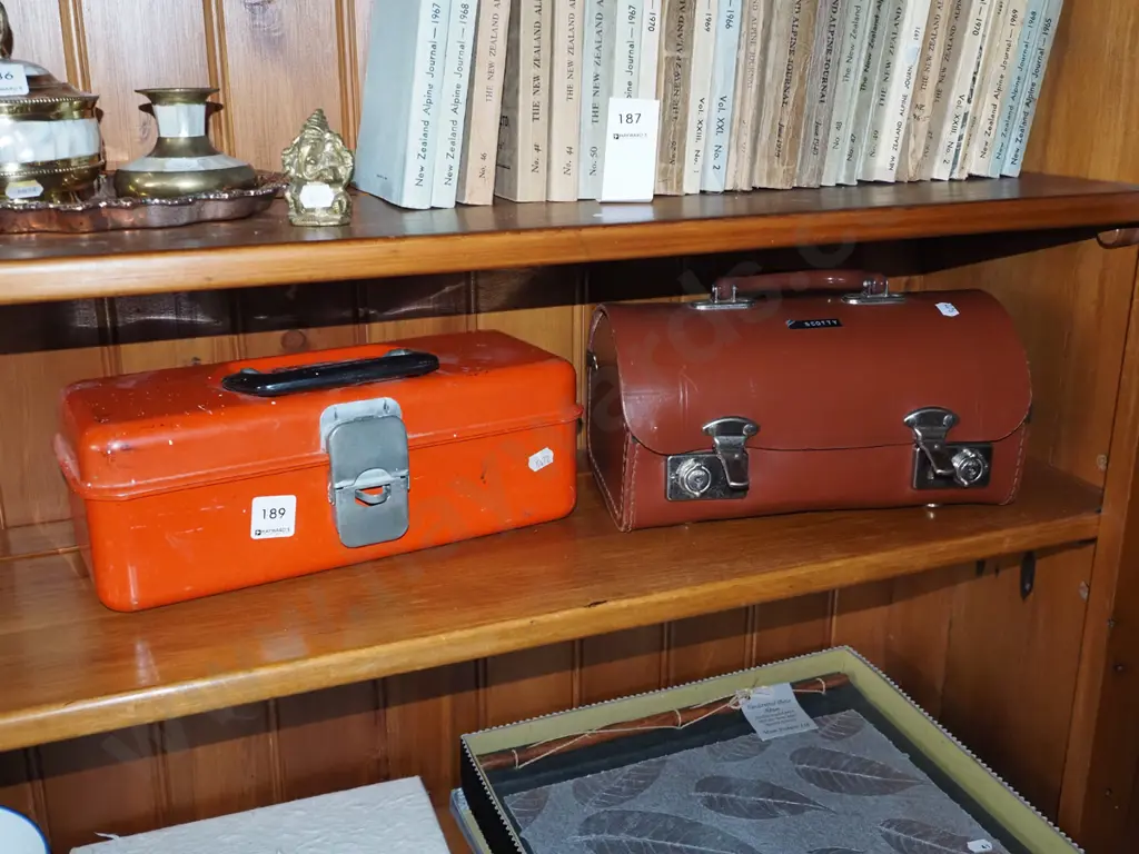 orange tool box, small leather case Image 1++