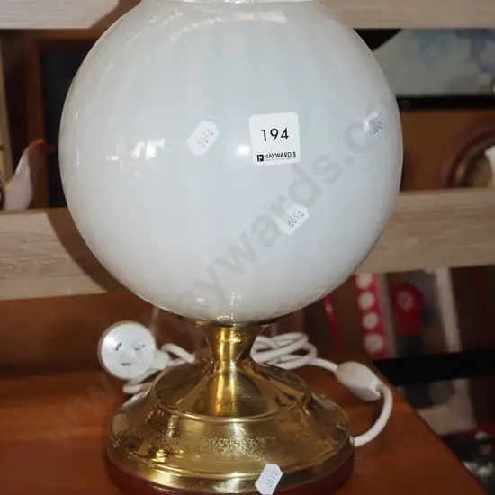 brass and milk glass table lamp H300
