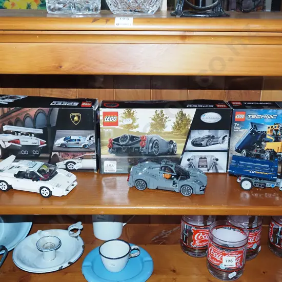 3x boxed Lego toy vehicles