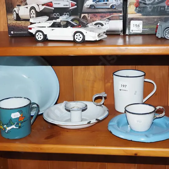 enamel ware, cups, bowls etc